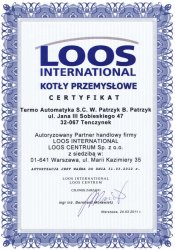 Certyfikat - Autoryzowany partner handlowy firmy LOOS International