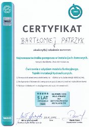Bartłomiej Patrzyk - WILO Certificate - the new pump technology